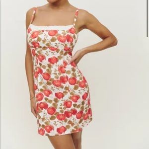 Reformation Aperol Linen Dress | color: tomatoes | size: 0